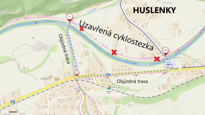 Omezení provozu na cyklostezce v Huslenkách